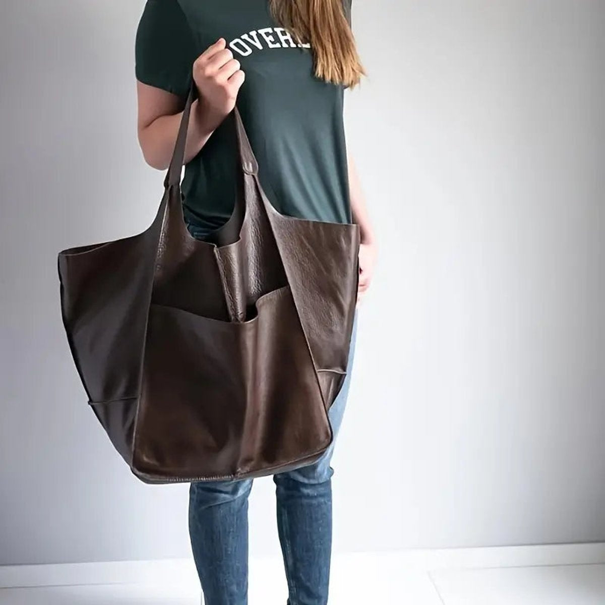 Nuvara | Berta | Tote Bag de Cuero Grande Mujer Bolsillos Exteriores