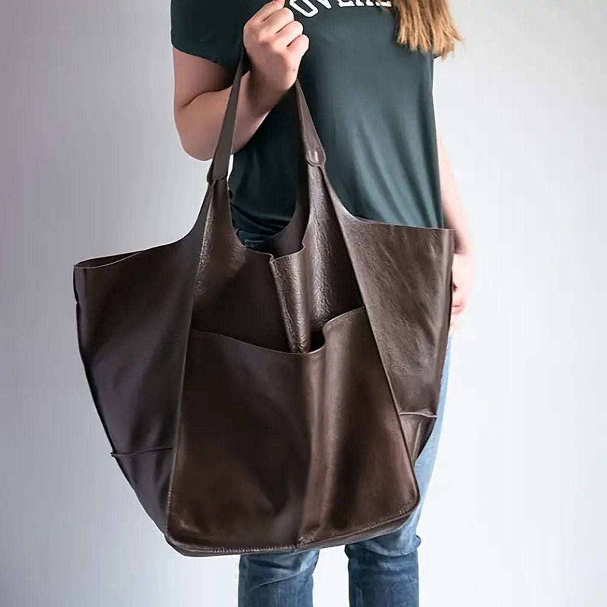 Nuvara | Berta | Tote Bag de Cuero Grande Mujer Bolsillos Exteriores