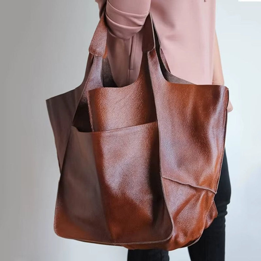 Nuvara | Berta | Tote Bag de Cuero Grande Mujer Bolsillos Exteriores