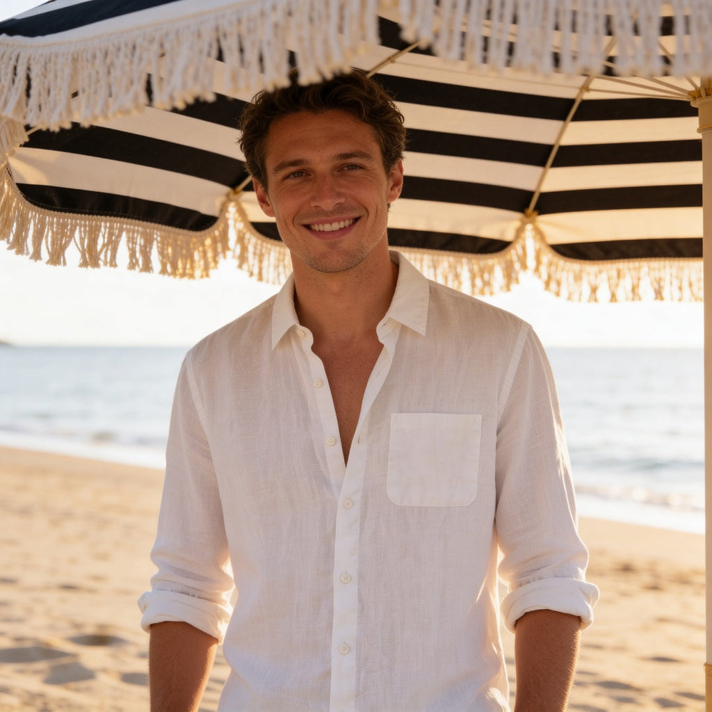 Biel | Camisa de Lino Hombre Manga Larga Bolsillo