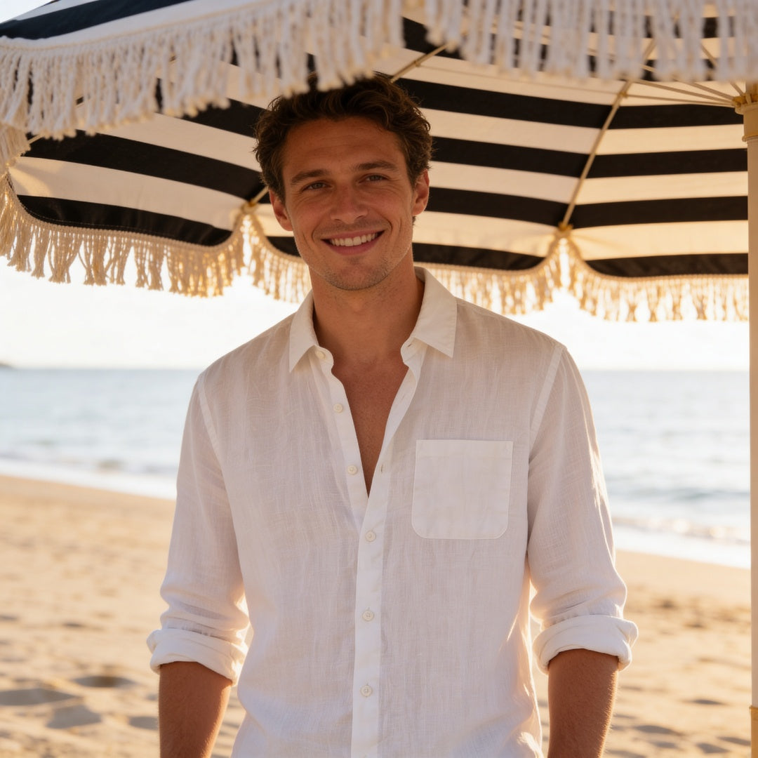 Biel | Camisa de Lino Hombre Manga Larga Bolsillo