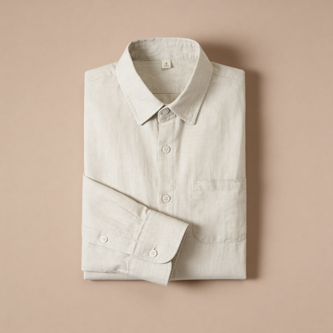 Biel | Camisa de Lino Hombre Manga Larga Bolsillo