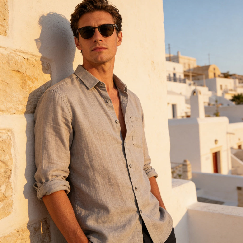 Biel | Camisa de Lino Hombre Manga Larga Bolsillo