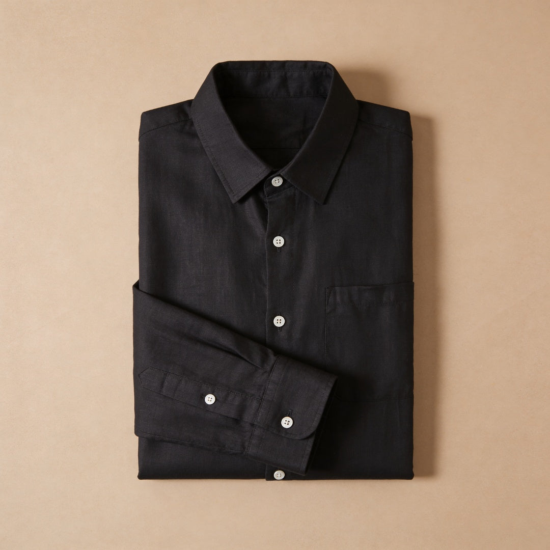 Biel | Camisa de Lino Hombre Manga Larga Bolsillo