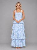 Nuvara | Candela | Vestido Largo con Volantes Floral Mujer Tirantes Escote Recto