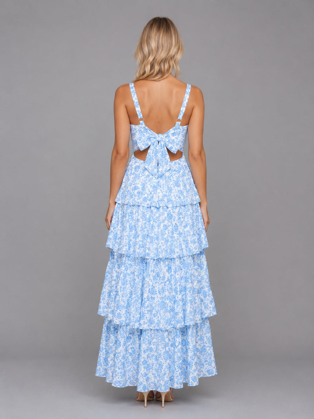 Nuvara | Candela | Vestido Largo con Volantes Floral Mujer Tirantes Escote Recto