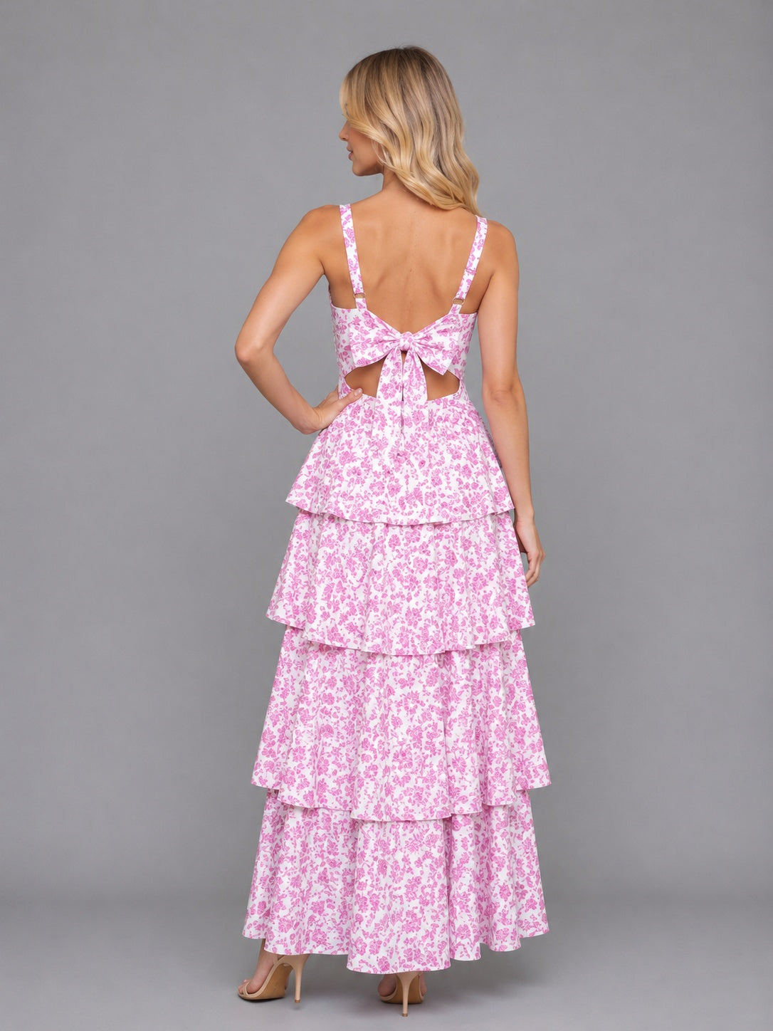 Nuvara | Candela | Vestido Largo con Volantes Floral Mujer Tirantes Escote Recto