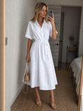 Nuvara Embroidered Shirt Midi Dress