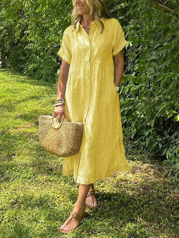 Nuvara Striped Shirt Midi Dress