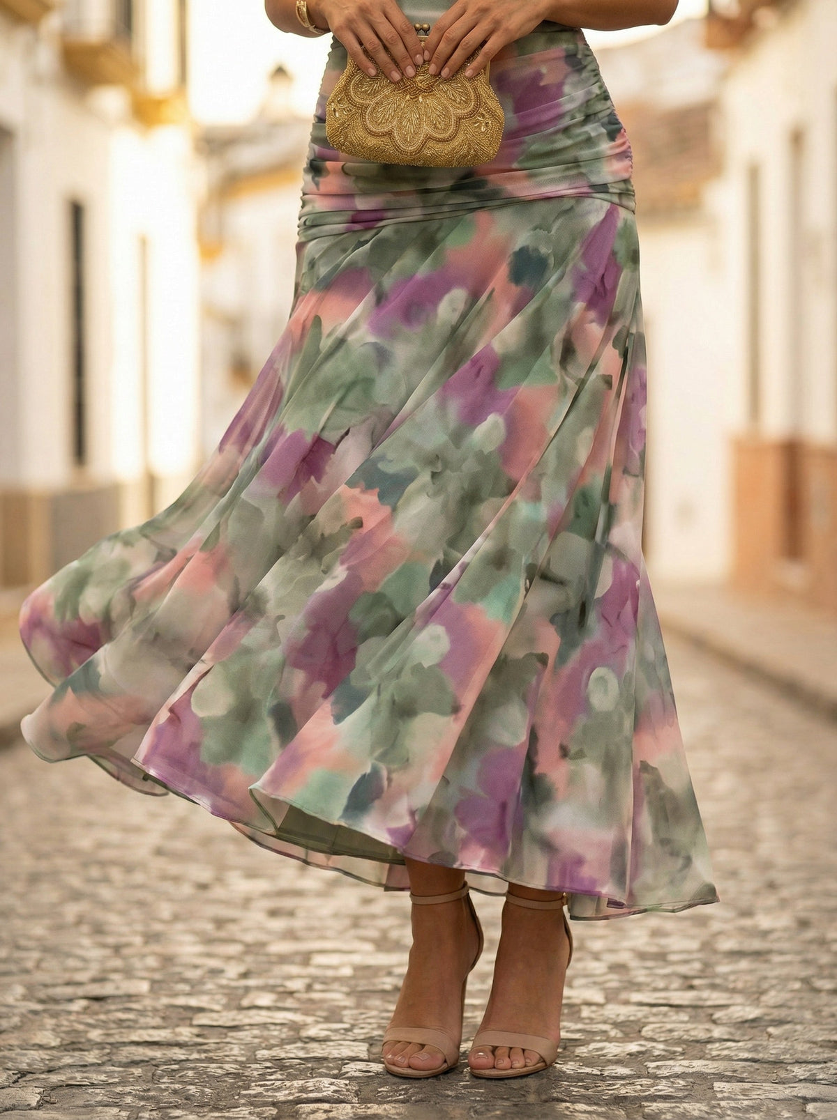 Nuvara | Carmela | Vestido Largo de Gala Hombros Descubiertos Mujer Plisado