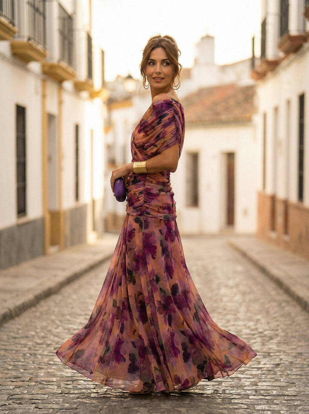 Nuvara | Carmela | Vestido Largo de Gala Hombros Descubiertos Mujer Plisado