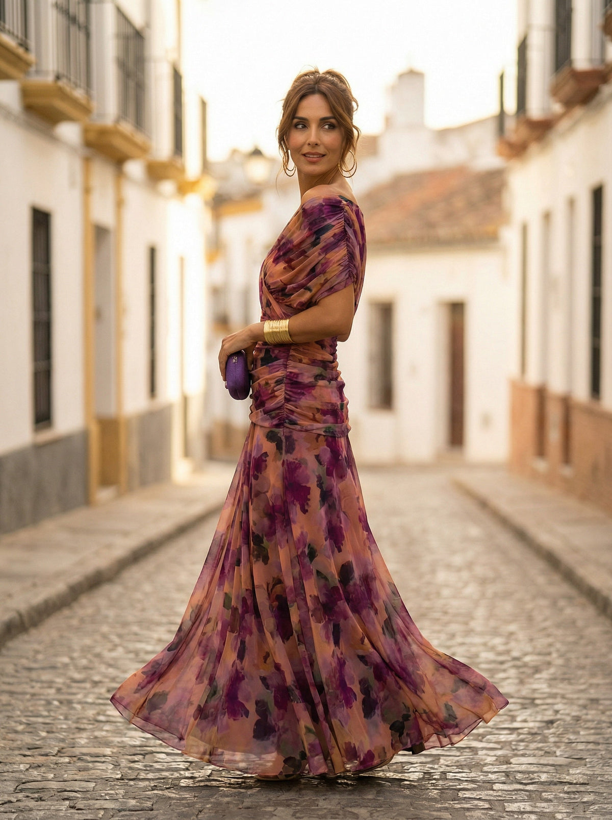 Nuvara | Carmela | Vestido Largo de Gala Hombros Descubiertos Mujer Plisado