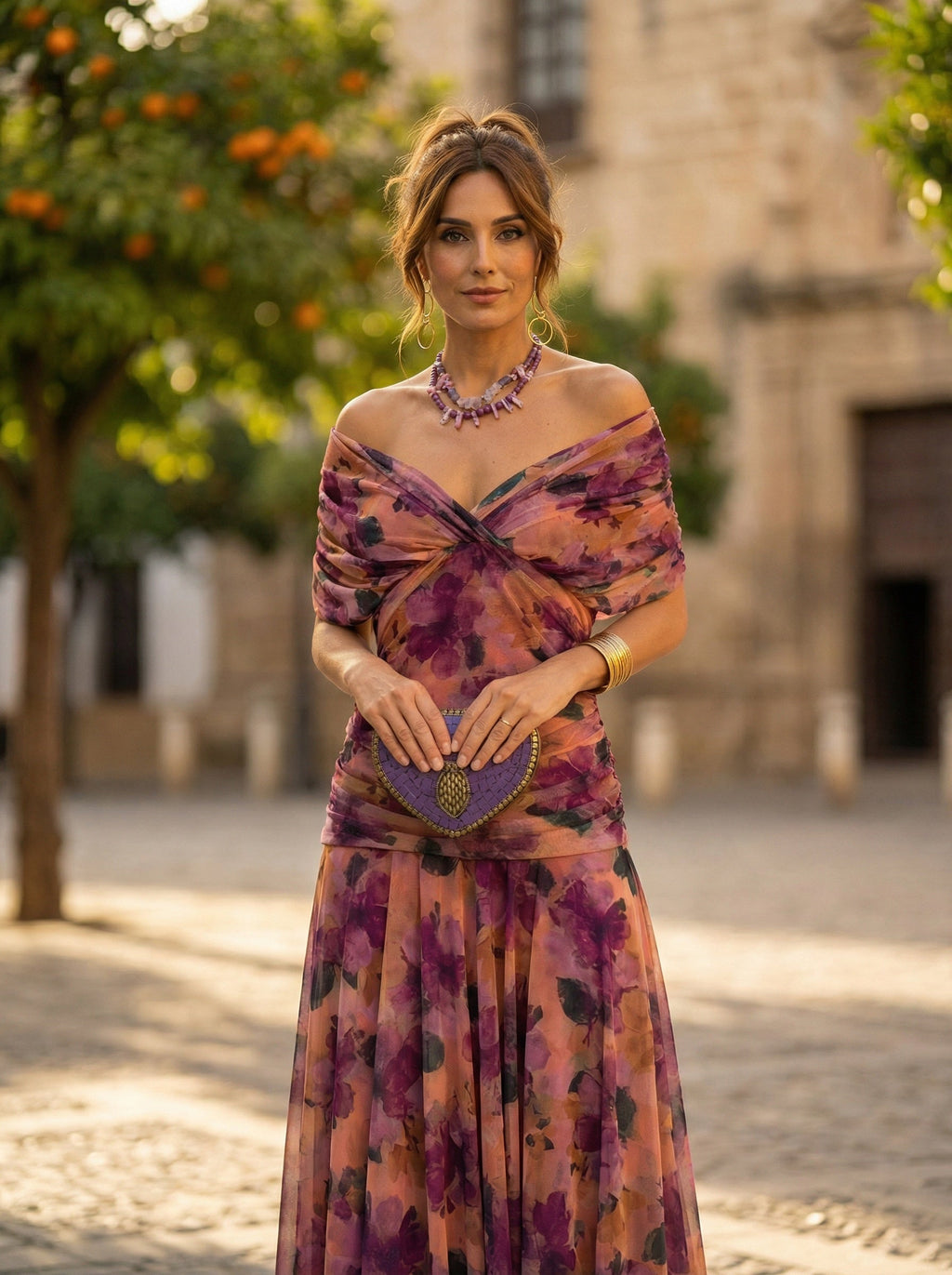 Nuvara | Carmela | Vestido Largo de Gala Hombros Descubiertos Mujer Plisado