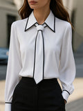 Carmen | Camisa Blanca Mujer de Manga Larga Cuello con Lazo