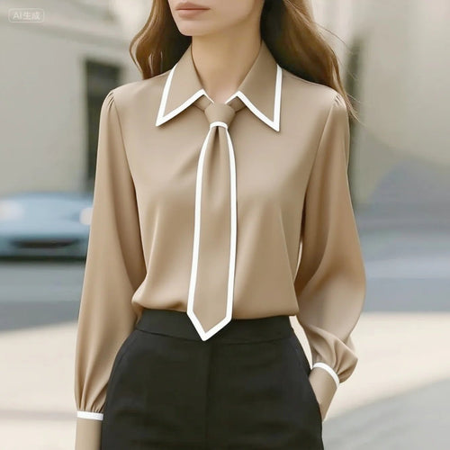 Carmen | Camisa Blanca Mujer de Manga Larga Cuello con Lazo