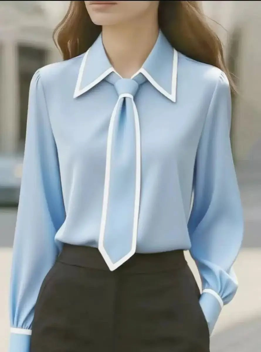 Carmen | Camisa Blanca Mujer de Manga Larga Cuello con Lazo