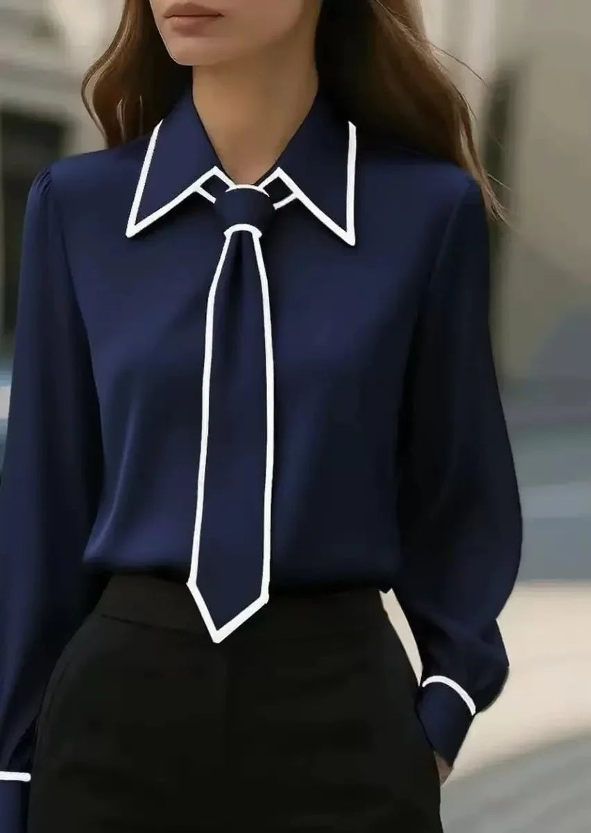 Carmen | Camisa Blanca Mujer de Manga Larga Cuello con Lazo