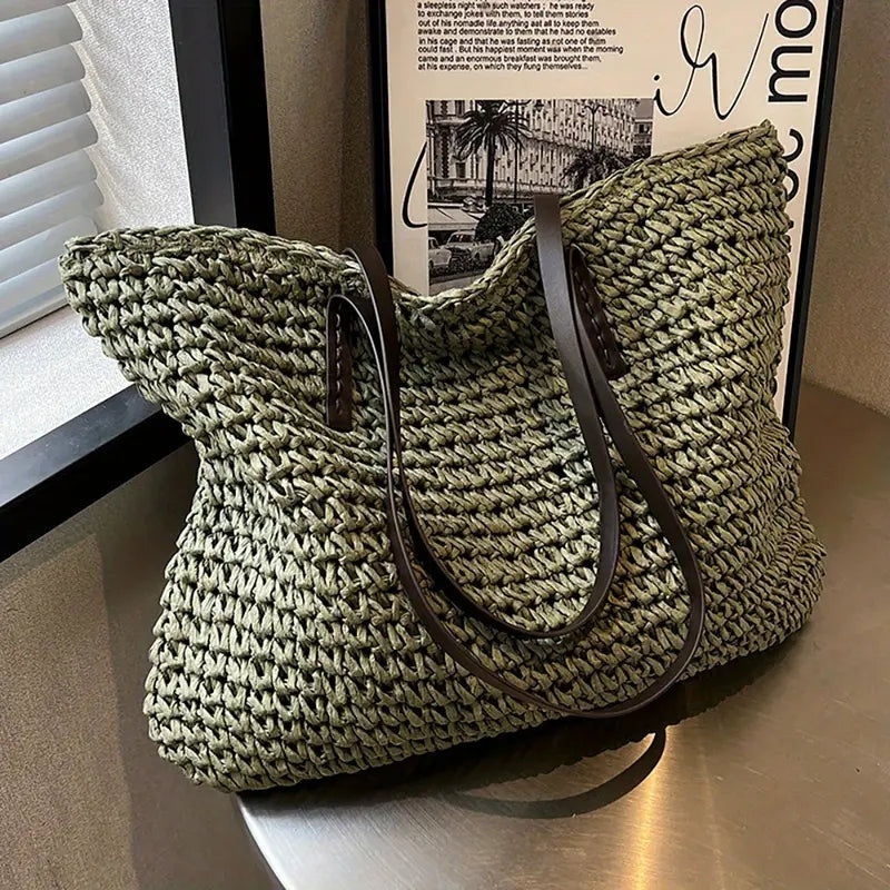 Nuvara | Catalina | Women's Large Braided Straw Beach Bag