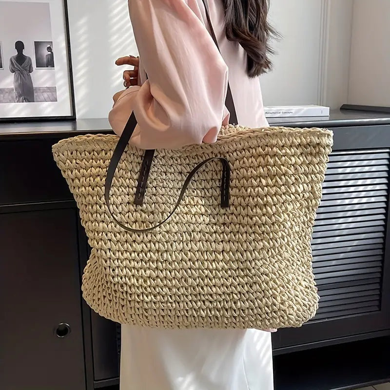 Nuvara | Catalina | Women's Large Braided Straw Beach Bag