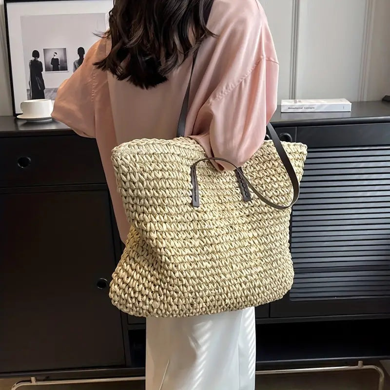Nuvara | Catalina | Women's Large Braided Straw Beach Bag