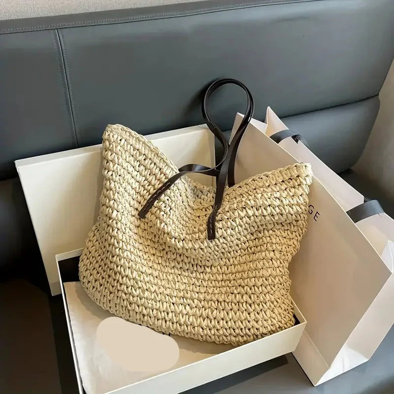 Nuvara | Catalina | Women's Large Braided Straw Beach Bag