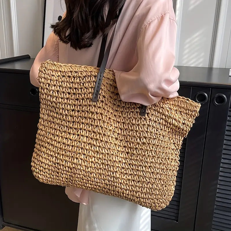 Nuvara | Catalina | Women's Large Braided Straw Beach Bag