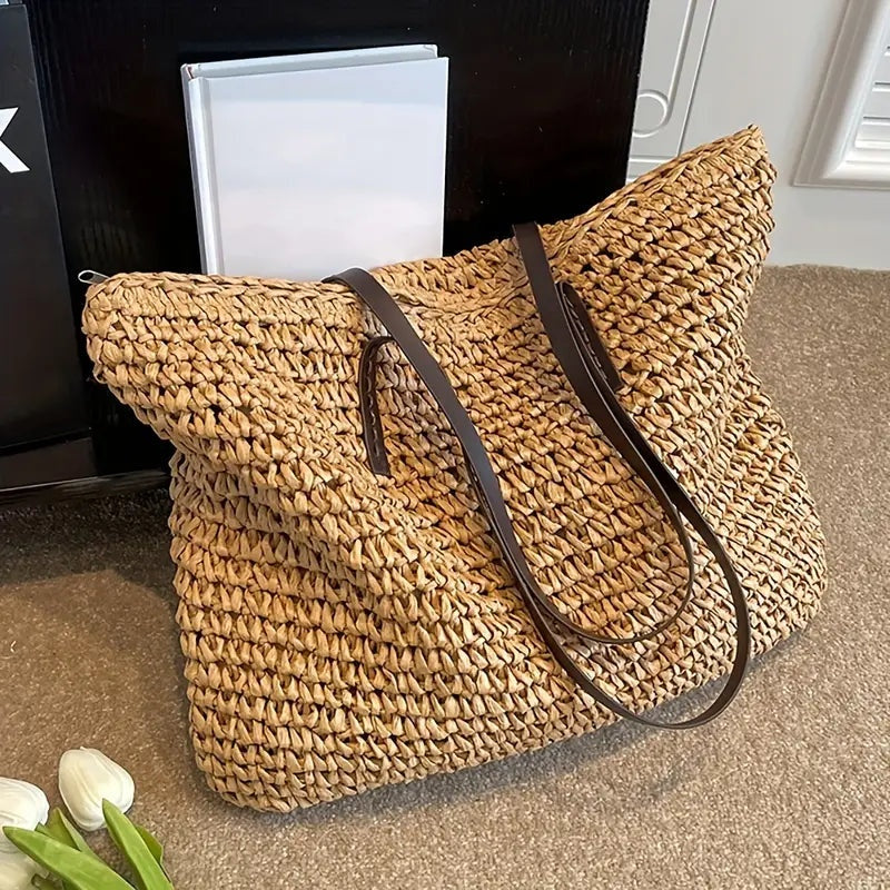 Nuvara | Catalina | Women's Large Braided Straw Beach Bag