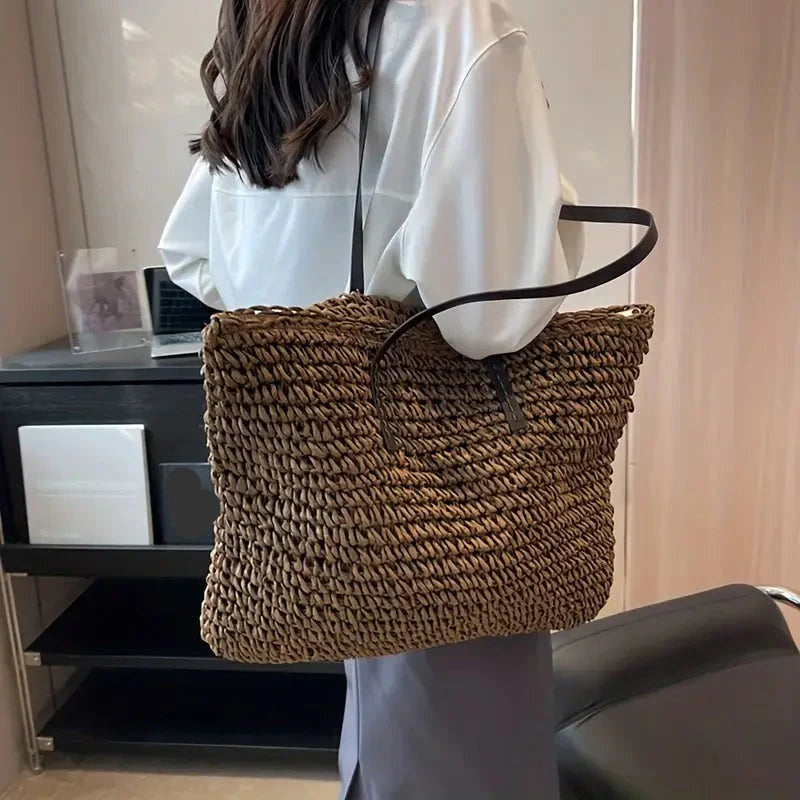 Nuvara | Catalina | Women's Large Braided Straw Beach Bag