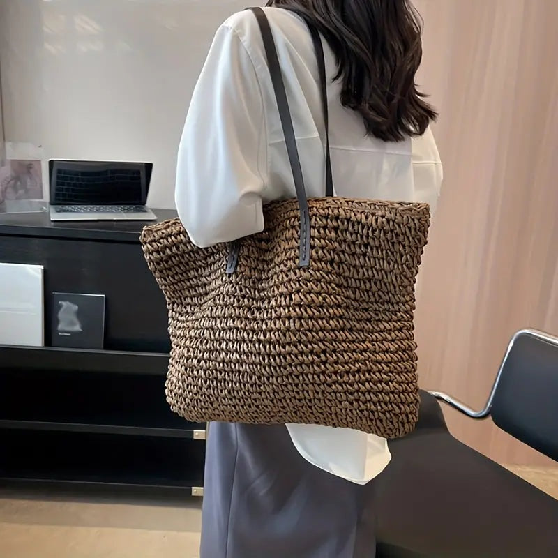 Nuvara | Catalina | Women's Large Braided Straw Beach Bag