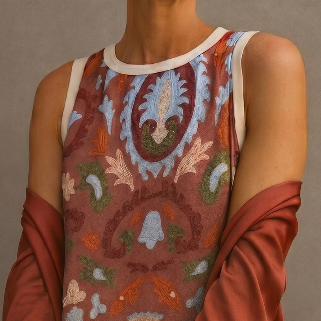 Nuvara | Cayetana | Vestido Invitada Invierno Midi Estampado Mujer con Duster a Juego