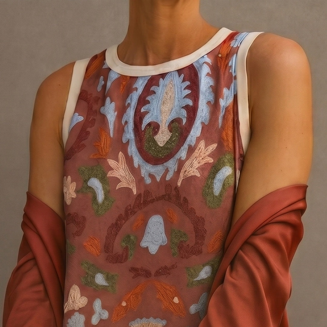 Nuvara | Cayetana | Vestido Invitada Invierno Midi Estampado Mujer con Duster a Juego