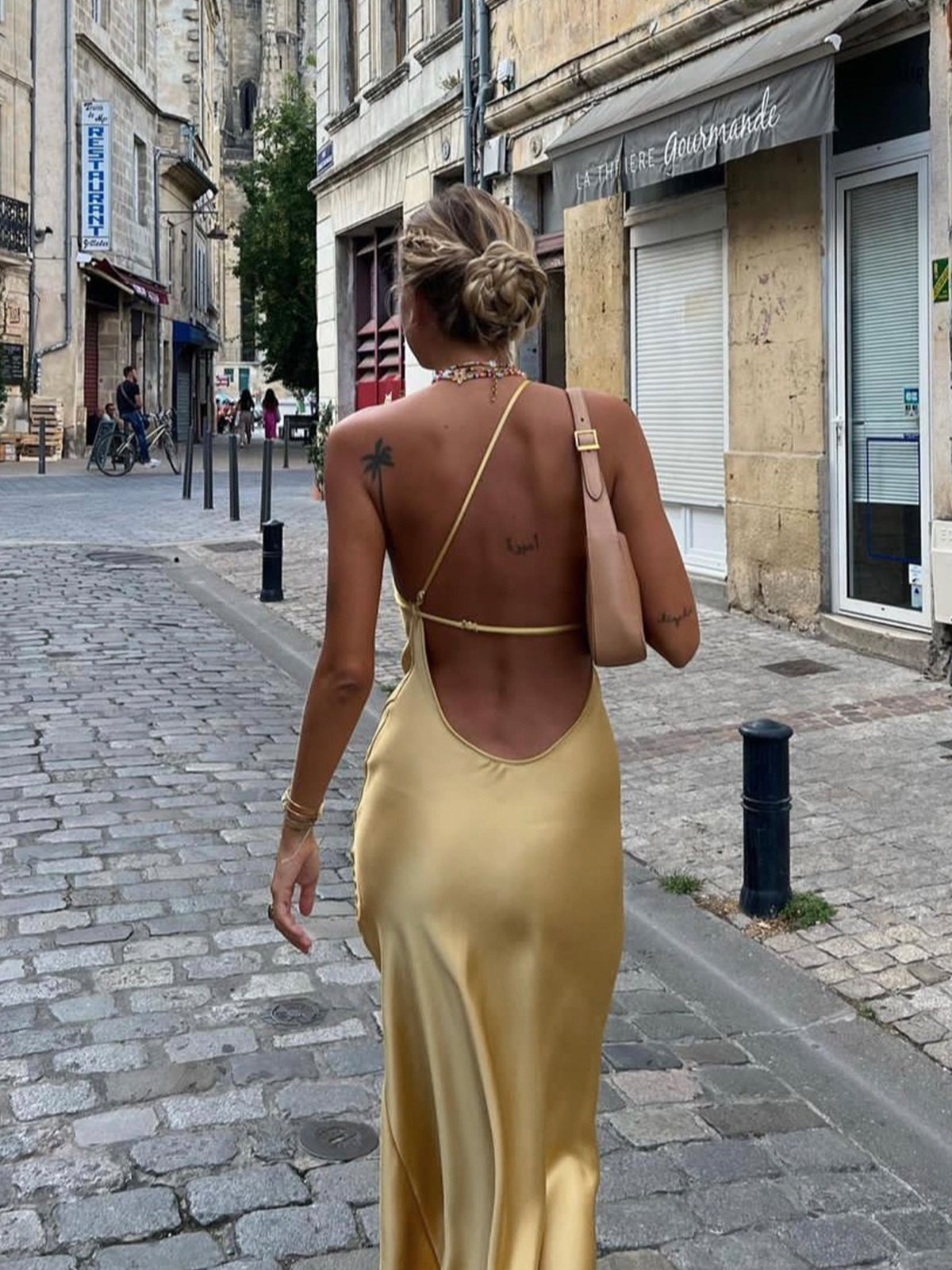 Nuvara | Celia | Vestido Largo Lencero Mujer Tirante Fino Espalda Abierta