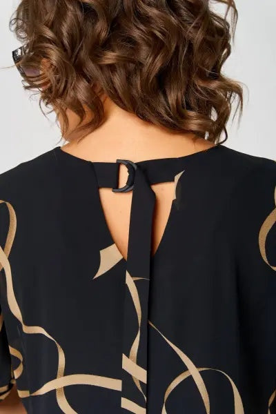 Nuvara | Concha | Vestido Midi Elegante Estampado Mujer Escote V Manga Corta