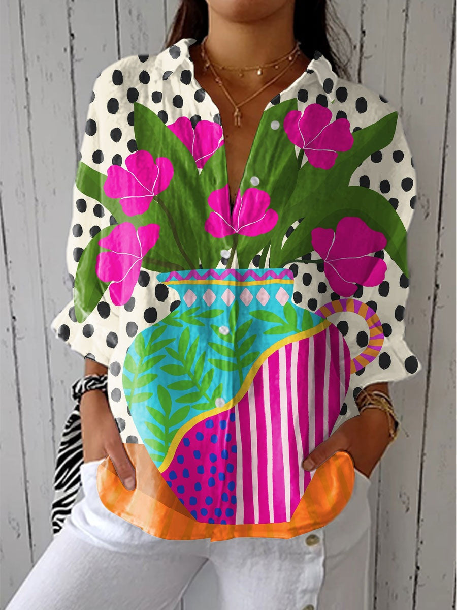Consuelo | Blusa Tropical de Verano Estampada Mujer Escote V