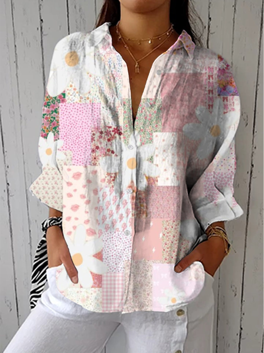 Consuelo | Blusa Tropical de Verano Estampada Mujer Escote V