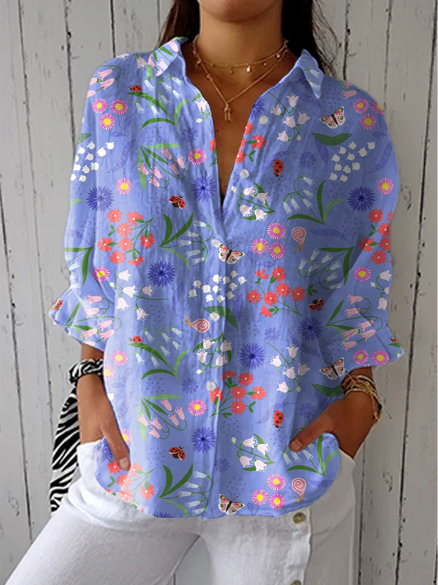Consuelo | Blusa Tropical de Verano Estampada Mujer Escote V