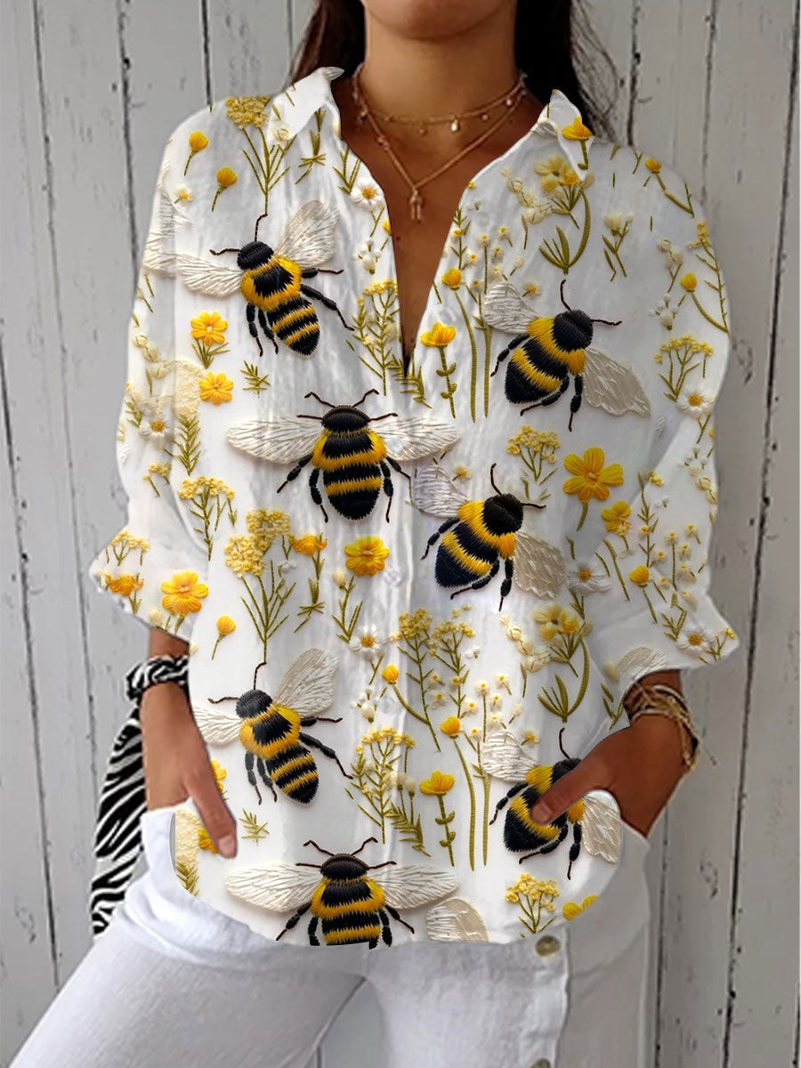Consuelo | Blusa Tropical de Verano Estampada Mujer Escote V