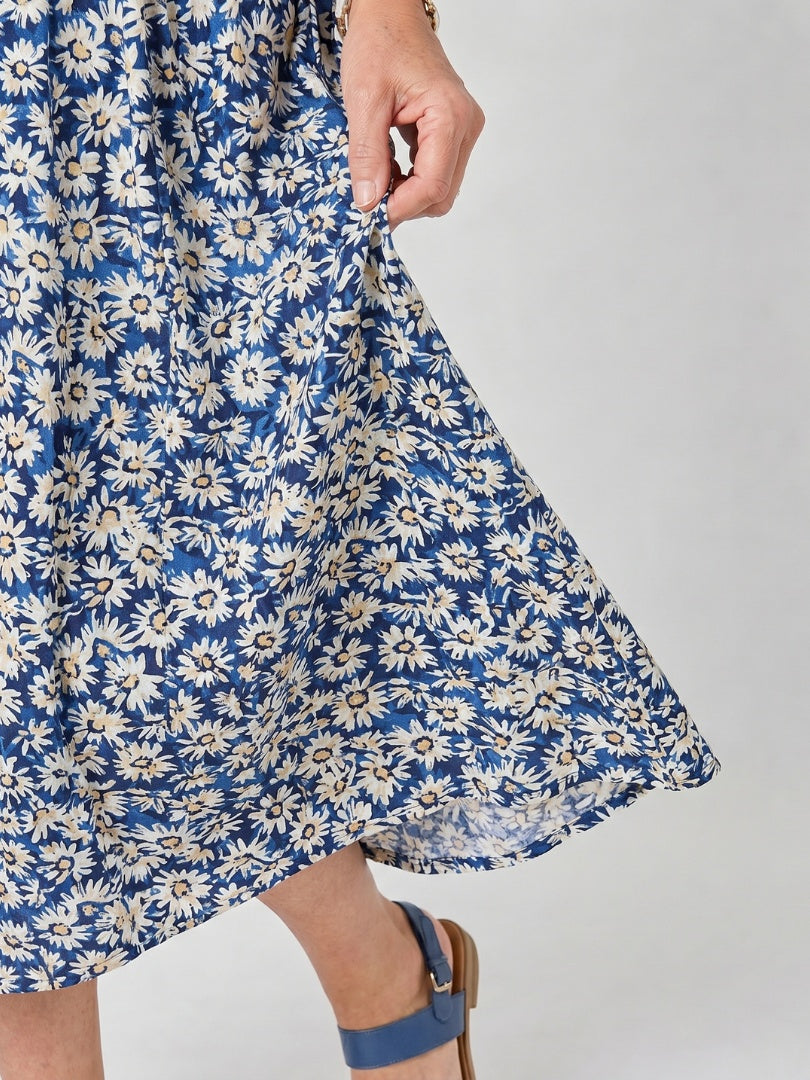 Nuvara | Consuelo | Vestido Floral Midi con Bolsillos Mujer Manga Corta