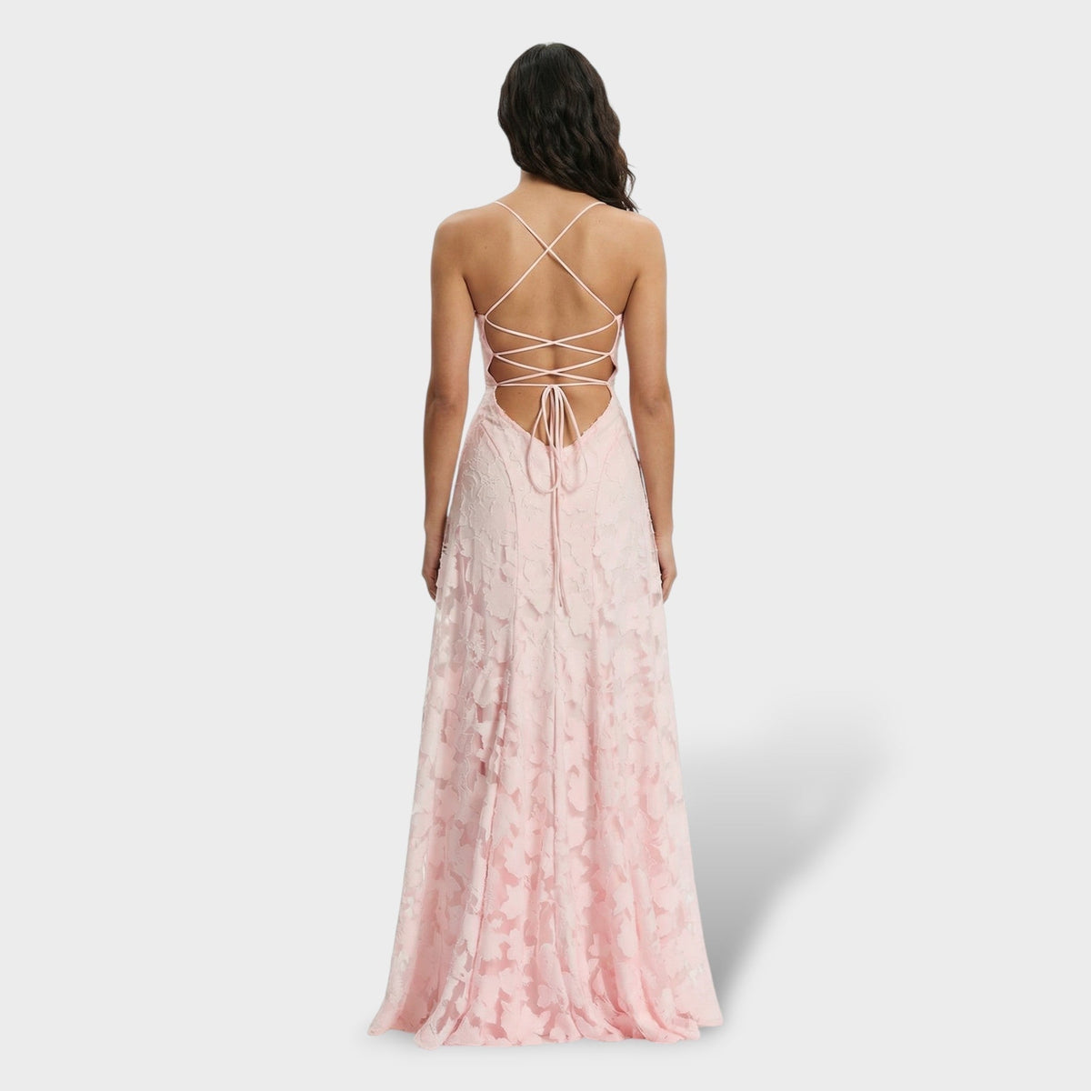 Nuvara | Coral | Vestido Largo de Fiesta con Espalda Descubierta Mujer Encaje