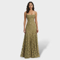 Nuvara | Coral | Vestido Largo de Fiesta con Espalda Descubierta Mujer Encaje