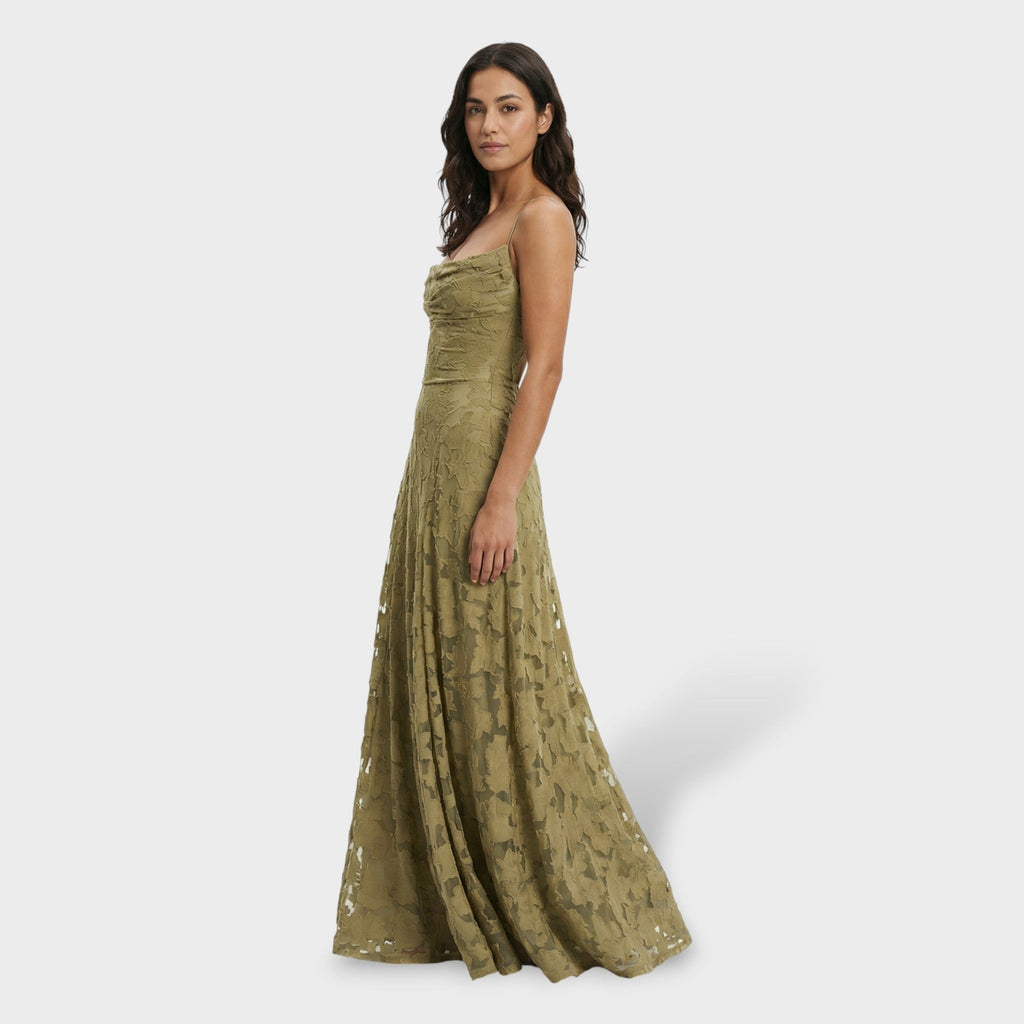 Nuvara | Coral | Vestido Largo de Fiesta con Espalda Descubierta Mujer Encaje