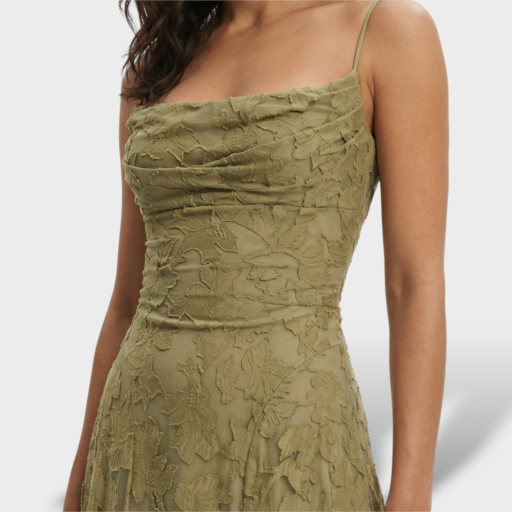 Nuvara | Coral | Vestido Largo de Fiesta con Espalda Descubierta Mujer Encaje