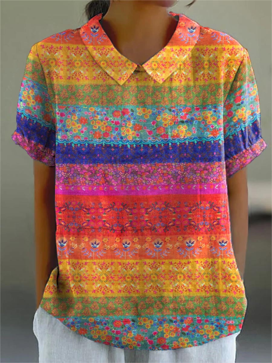 Covadonga | Camisa Oversize de Verano Estampada de Manga Corta Mujer