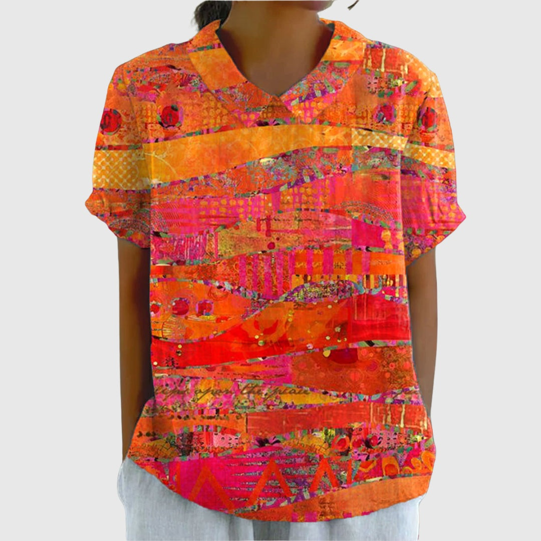 Covadonga | Camisa Oversize de Verano Estampada de Manga Corta Mujer