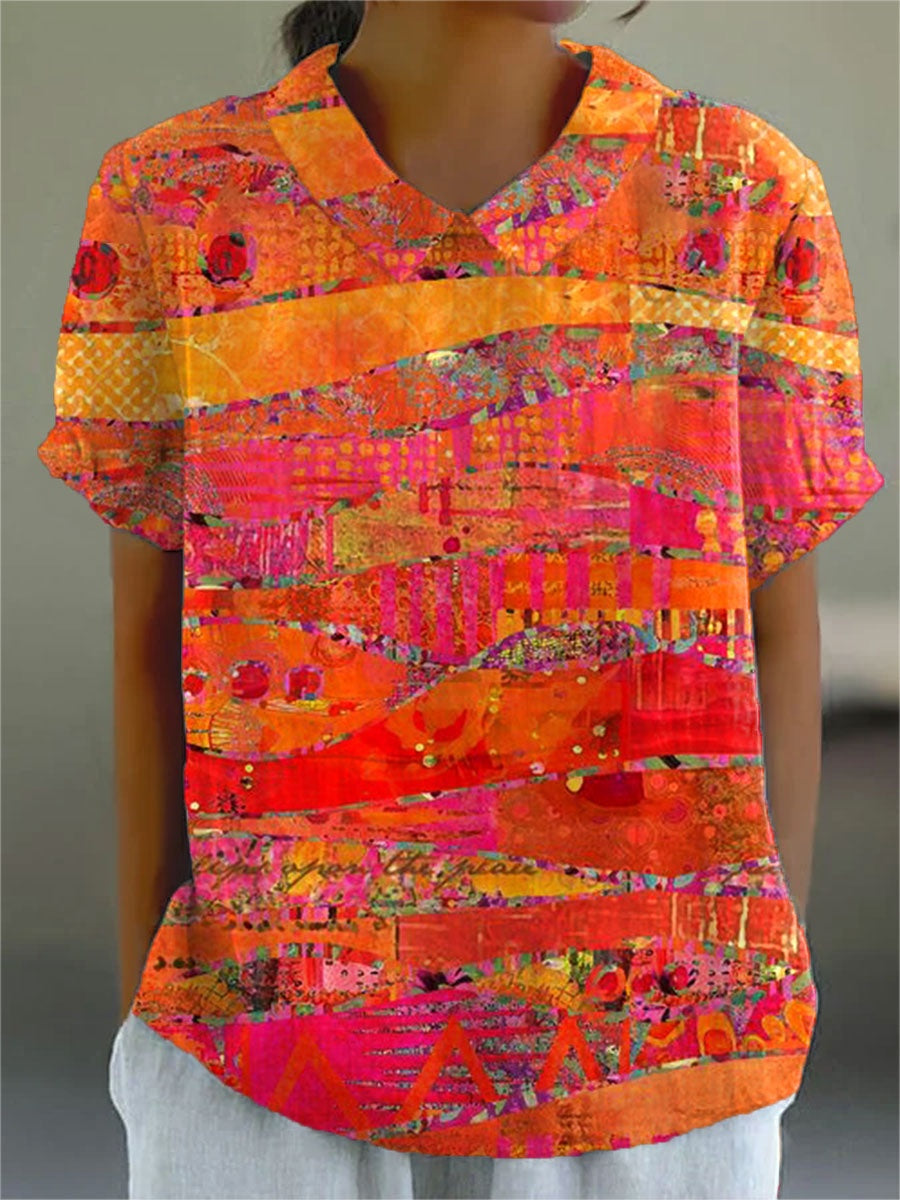 Covadonga | Camisa Oversize de Verano Estampada de Manga Corta Mujer