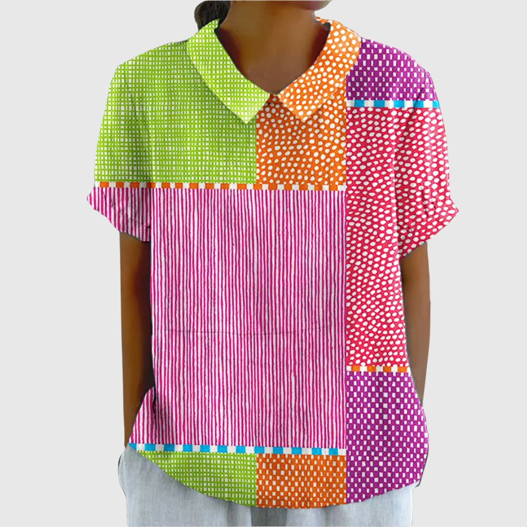 Covadonga | Camisa Oversize de Verano Estampada de Manga Corta Mujer