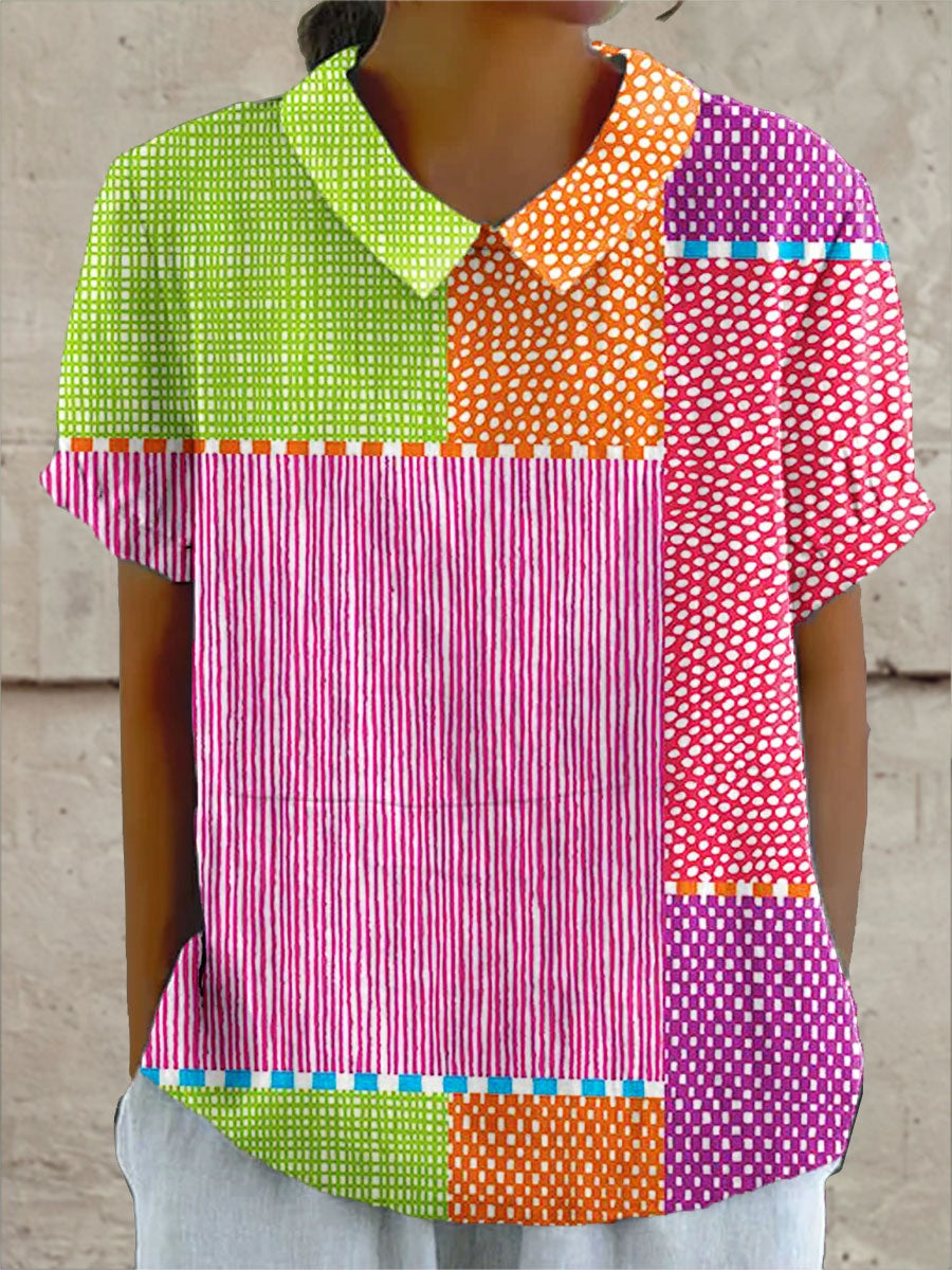 Covadonga | Camisa Oversize de Verano Estampada de Manga Corta Mujer