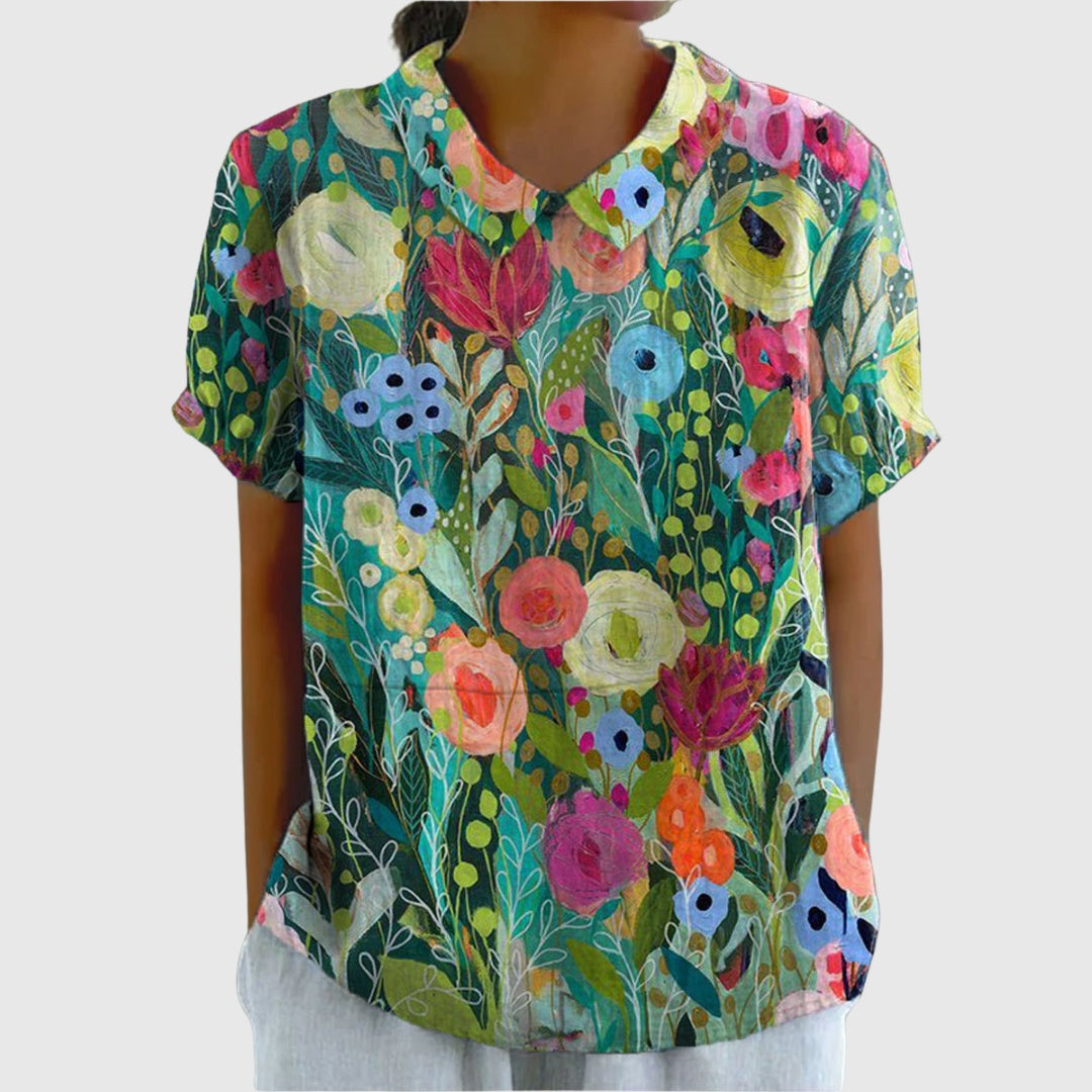 Covadonga | Camisa Oversize de Verano Estampada de Manga Corta Mujer