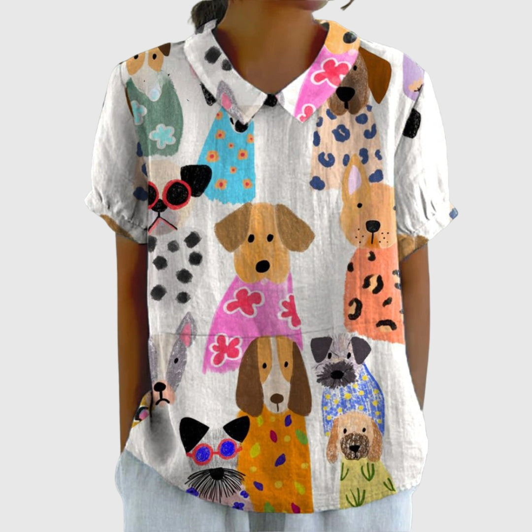 Covadonga | Camisa Oversize de Verano Estampada de Manga Corta Mujer