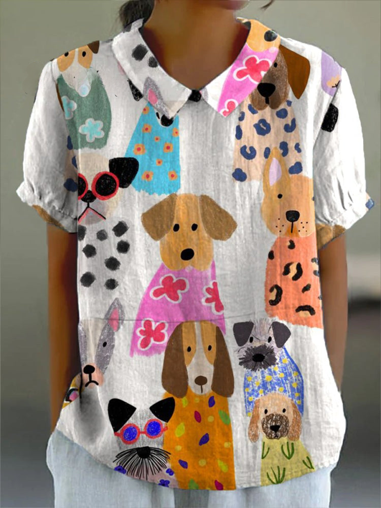 Covadonga | Camisa Oversize de Verano Estampada de Manga Corta Mujer